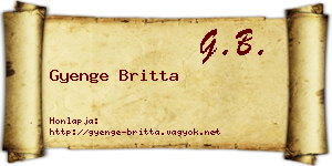 Gyenge Britta névjegykártya